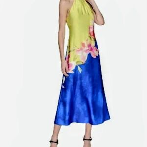 Karl Lagerfeld Yellow and Blue Floral Maxi Dress